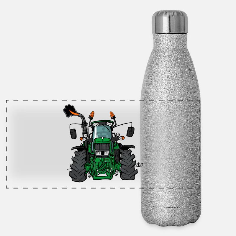 0175 tracteur vert Gourde isotherme panoramique pailletée 500 ml