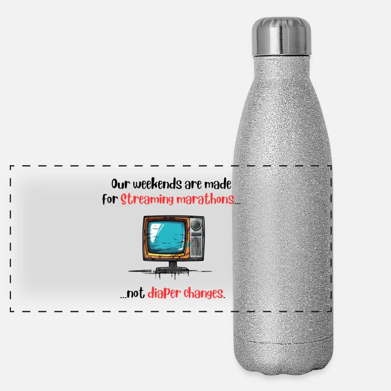 Our weekends are made for Streaming marathons Panorama Glitzer Isolierflasche 500 ml
