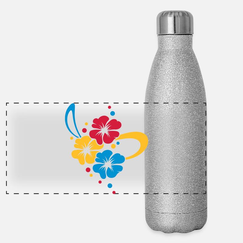 Bouquet de fleurs avec ruban Gourde isotherme panoramique pailletée 500 ml