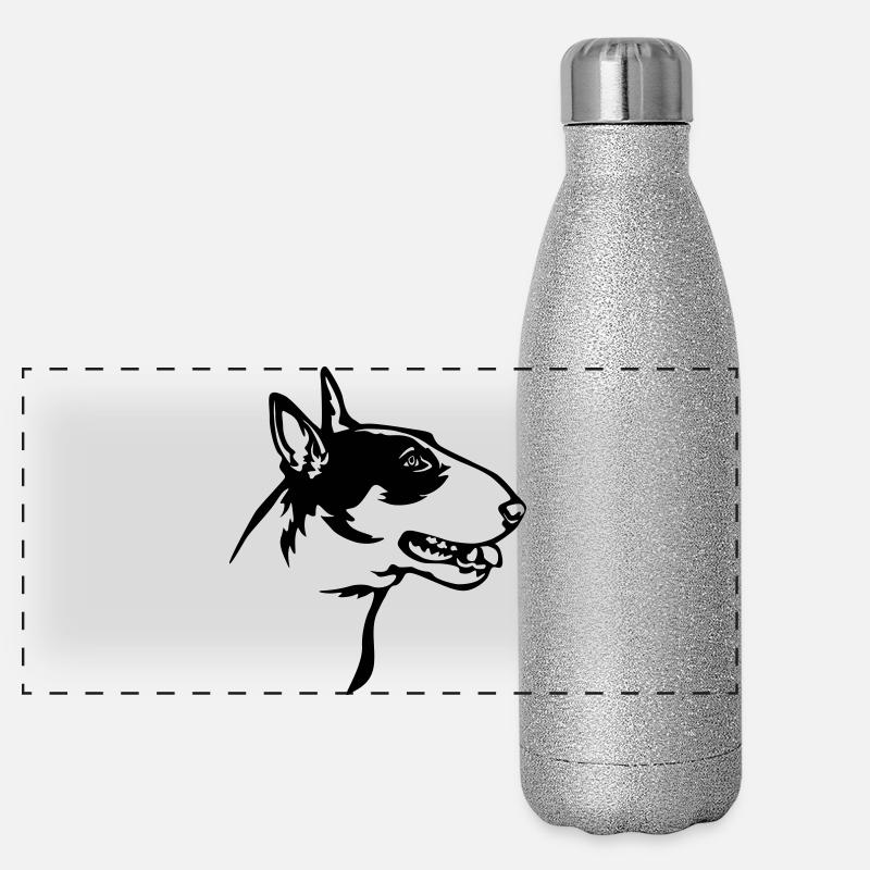 Tête de Bull Terrier Gourde isotherme panoramique pailletée 500 ml