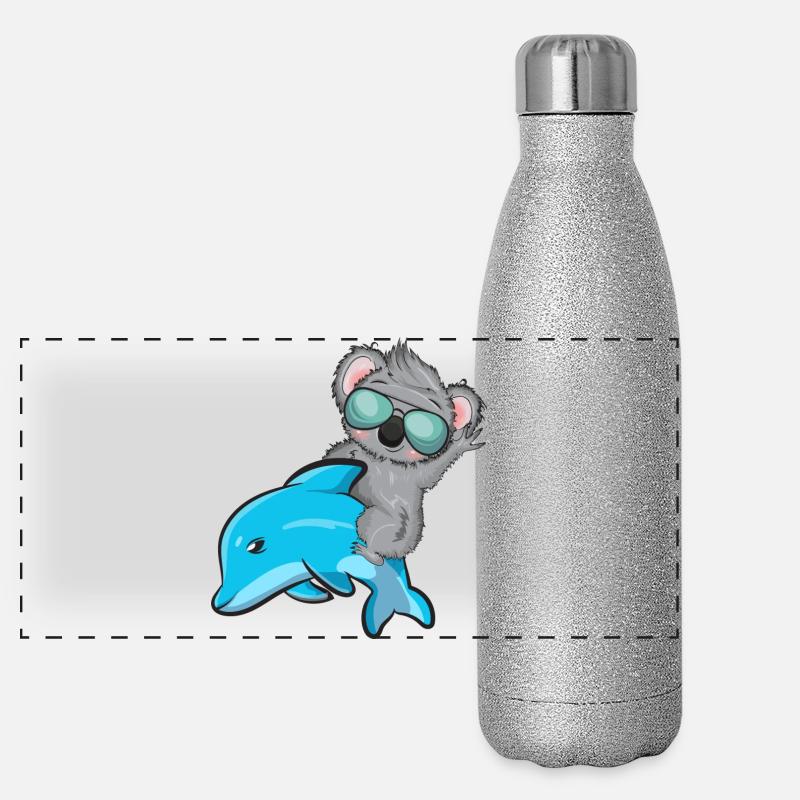 Koala und Delfin Panorama Glitzer Isolierflasche 500 ml