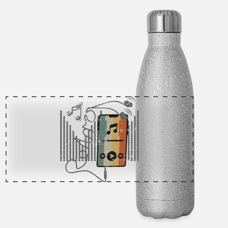 Retro Musik Player Panorama Glitzer Isolierflasche 500 ml