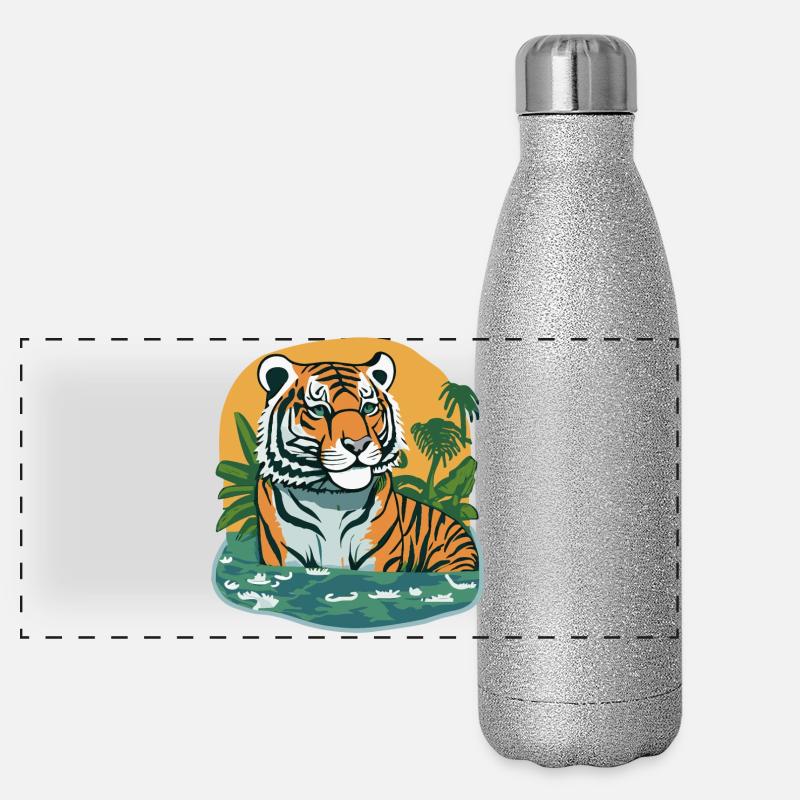 Jungle imprimée tigre Gourde isotherme panoramique pailletée 500 ml