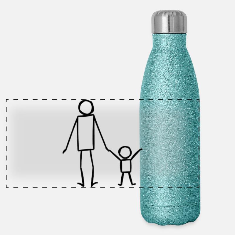 Main dans la main Parent Papa Maman Gourde isotherme panoramique pailletée 500 ml