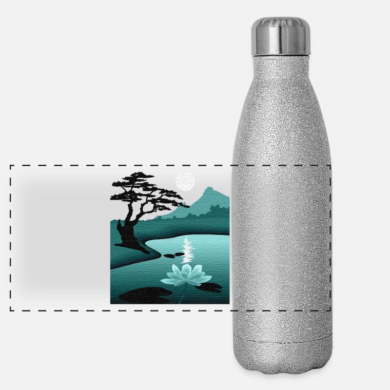 Paysage lunaire de nuit avec structure Gourde isotherme panoramique pailletée 500 ml