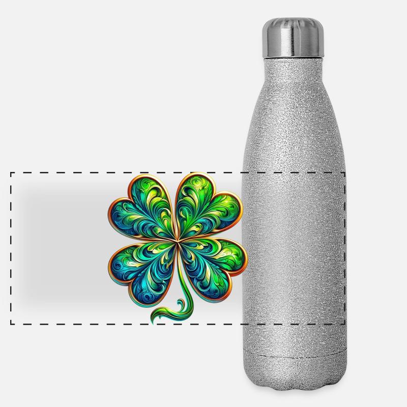 Trèfle à quatre feuilles Gourde isotherme panoramique pailletée 500 ml