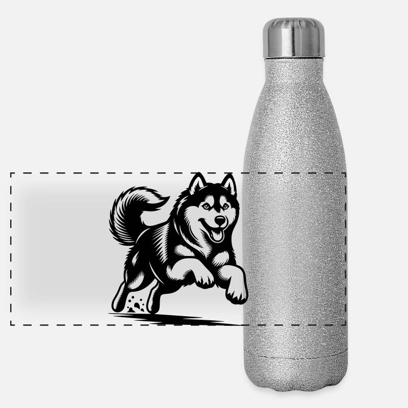 Husky sibérien Gourde isotherme panoramique pailletée 500 ml