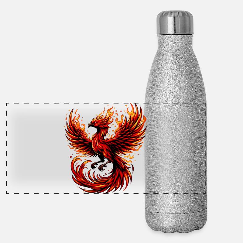Roter Phönix Panorama Glitzer Isolierflasche 500 ml