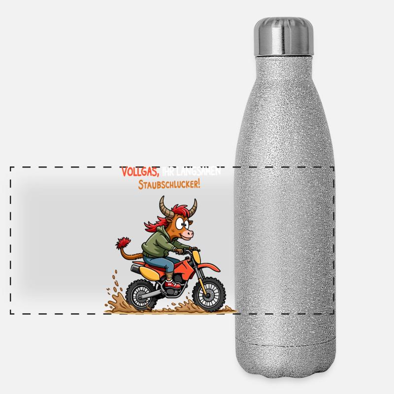 Motocross Stier Panorama Glitzer Isolierflasche 500 ml
