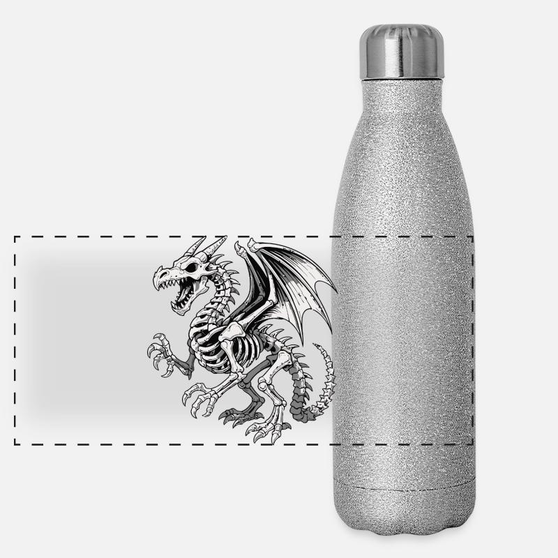 Himmlischer Drache Skelett Illustration Panorama Glitzer Isolierflasche 500 ml