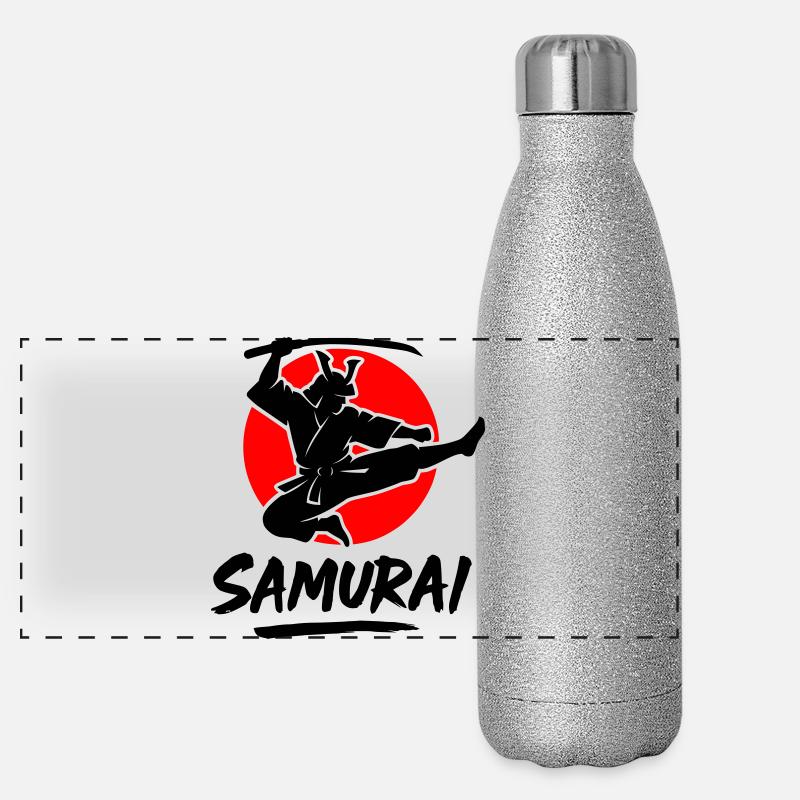 Samurai - Panorama Glitzer Isolierflasche 500 ml - Silber Glitzer
