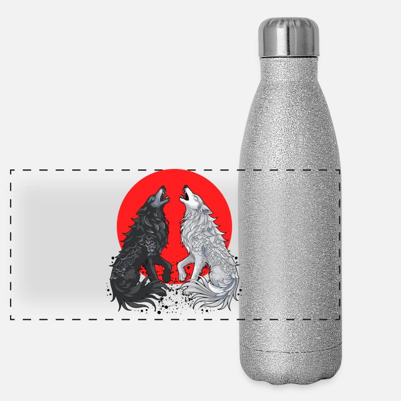 Loup Dragon Noir et Gris Gourde isotherme panoramique pailletée 500 ml
