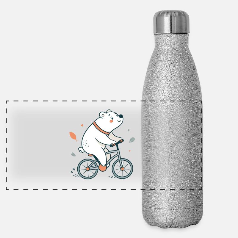 Pastel Cycling Bear Panoramic Glitter Thermal Bottle 500 ml