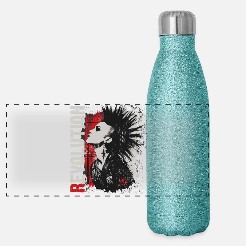 Punkrock Mädchen Revolution Panorama Glitzer Isolierflasche 500 ml