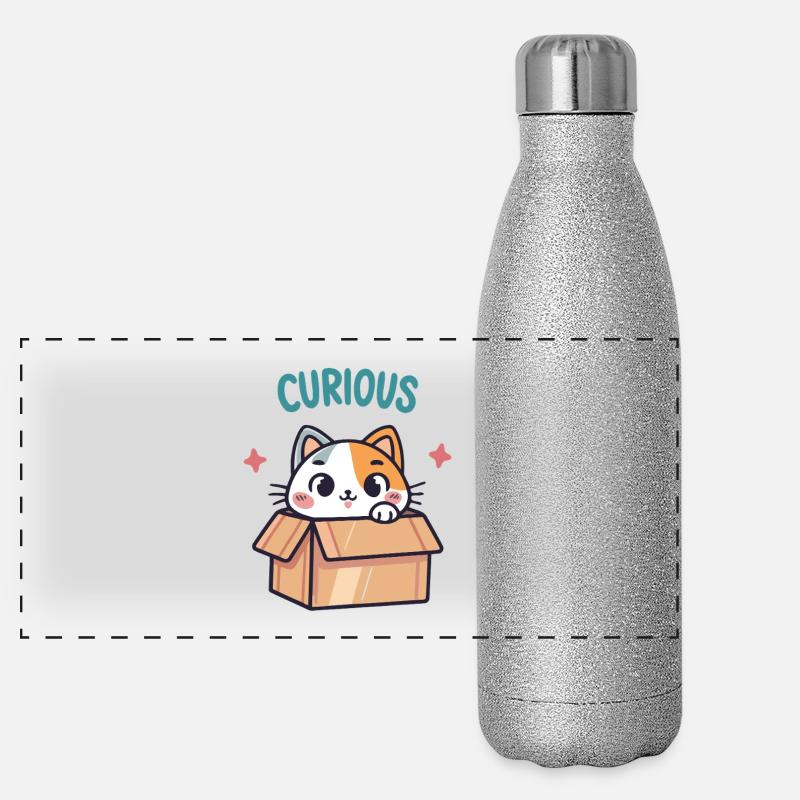 Curious Cat in its Box Panoramic Glitter Thermal Bottle 500 ml