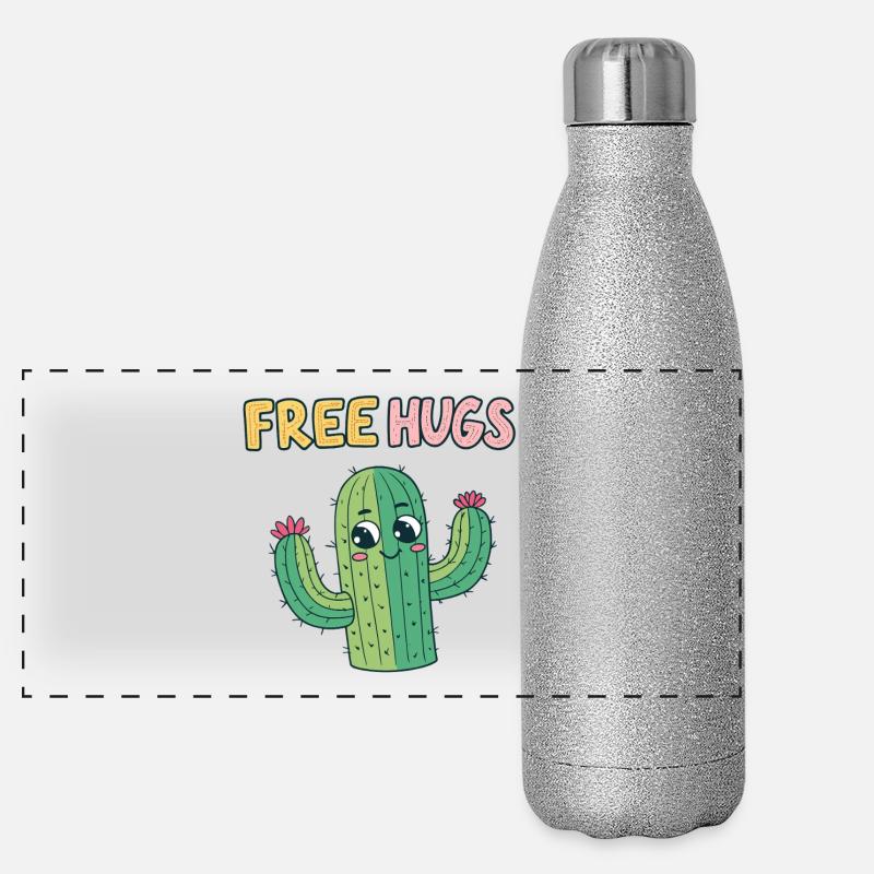 Cactus Cuddles Free Hugs Panoramic Glitter Thermal Bottle 500 ml