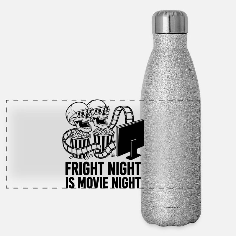 Fright Night Horror Movie Night Design Panoramic Glitter Thermal Bottle 500 ml
