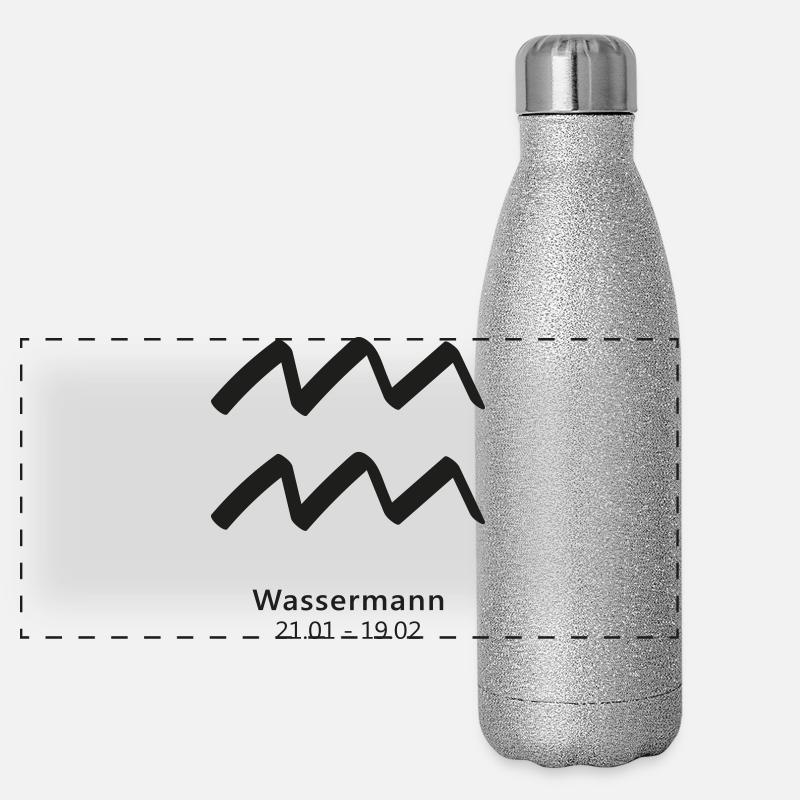Wassermann Zodiak Sternzeichen Symbol Panorama Glitzer Isolierflasche 500 ml