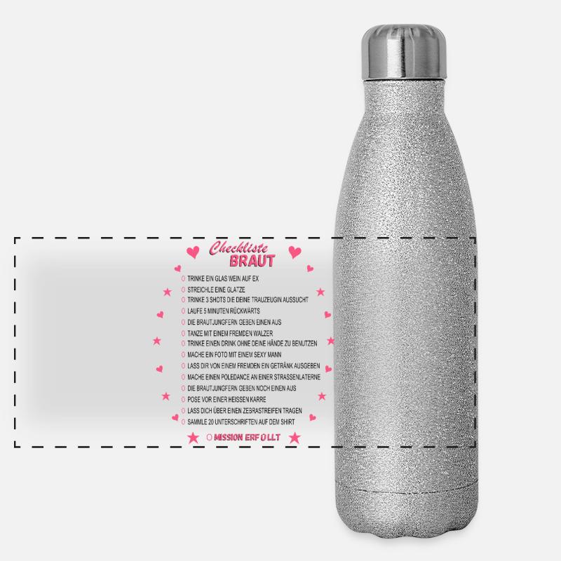 Checklist de la mariée rose Gourde isotherme panoramique pailletée 500 ml