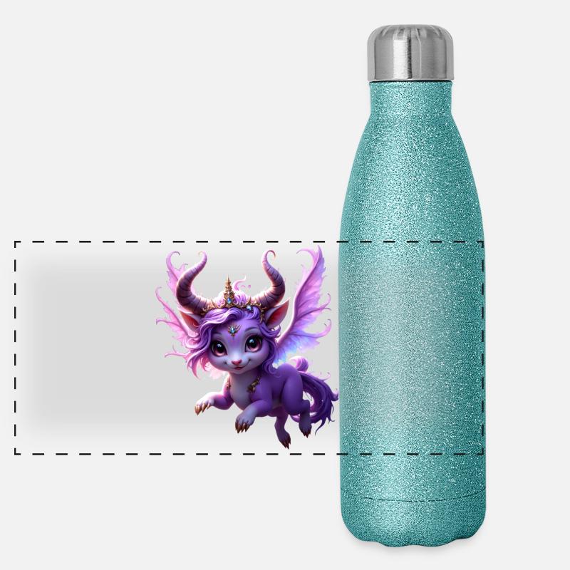 Dragon violet avec couronne Gourde isotherme panoramique pailletée 500 ml