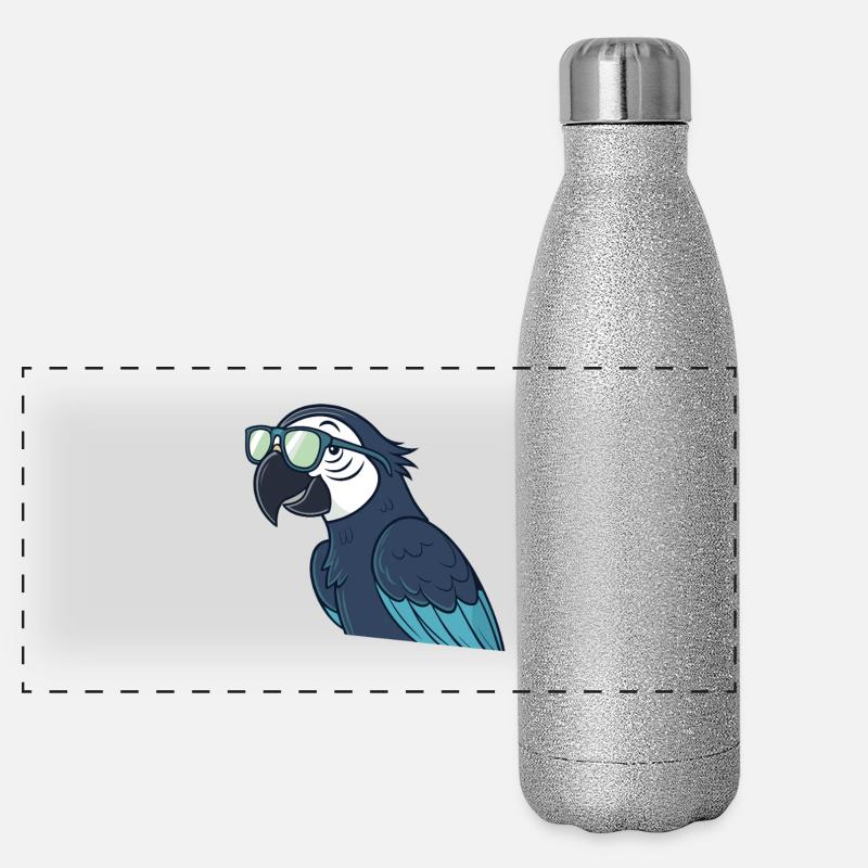 Parrot stylish green glasses Panoramic Glitter Thermal Bottle 500 ml