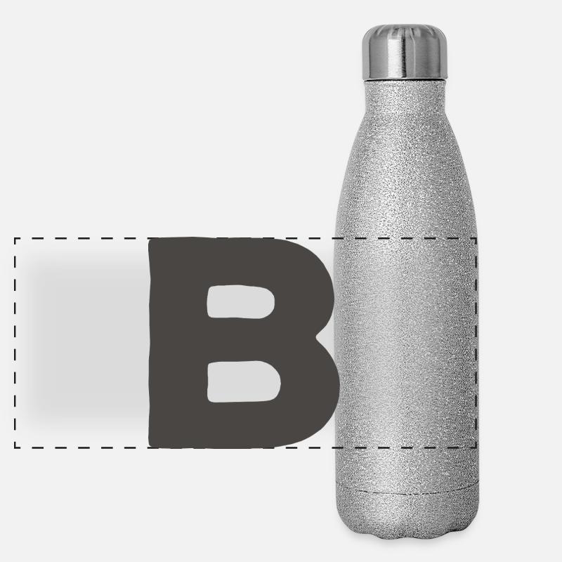 Minimal Letter A Bold Monogram Typography Panoramic Glitter Thermal Bottle 500 ml
