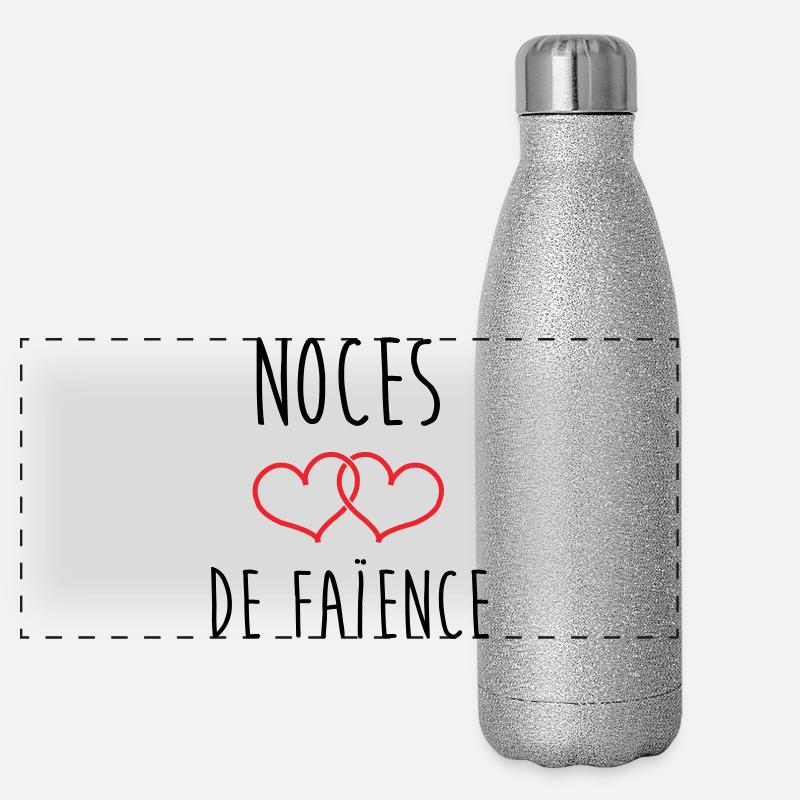 Irdenware Hochzeit 9 Jahre Ehe Panorama Glitzer Isolierflasche 500 ml