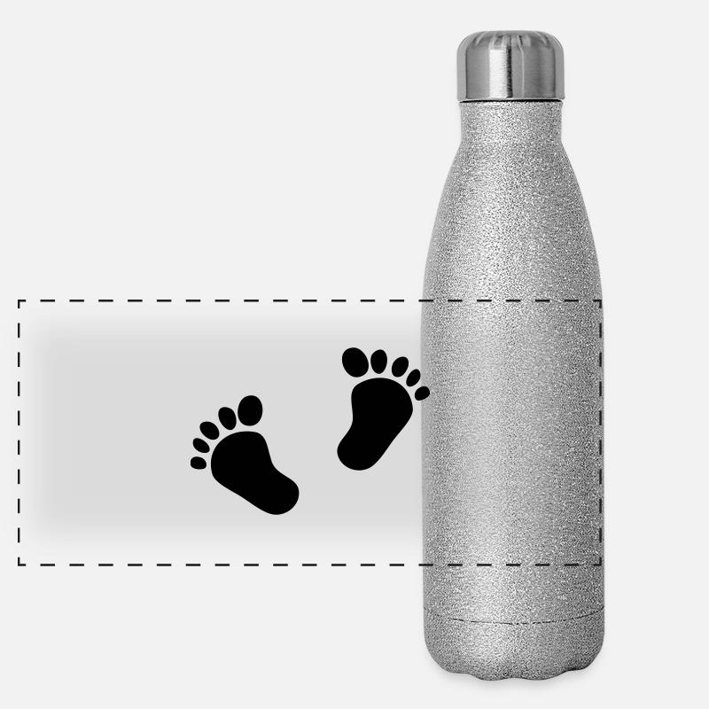 Deux pieds de bébé 2 pieds de bébé empreintes enfant mignon Gourde isotherme panoramique pailletée 500 ml