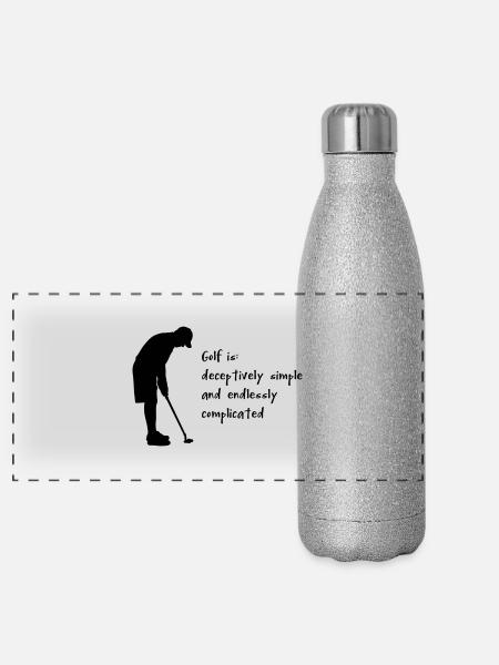 Golf - Gourde isotherme panoramique pailletée 500 ml - paillettes argentées - Devant