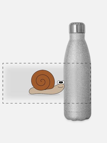 Brown snail - Panoramic Glitter Thermal Bottle 500 ml - silver glitter - Front