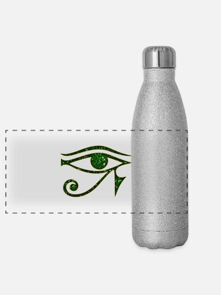 Eye of Horus / udjat - right eye - sun eye / - Gourde isotherme panoramique pailletée 500 ml - paillettes argentées - Devant