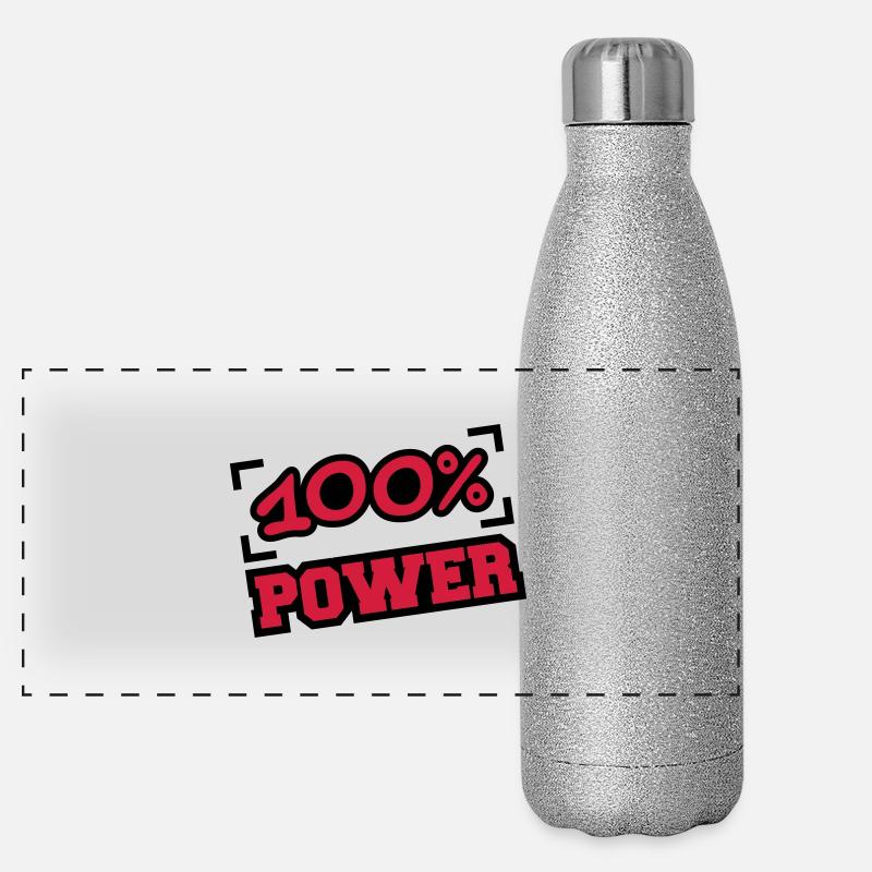 100 Procent Power - Panorama Glitzer Isolierflasche 500 ml - Silber Glitzer