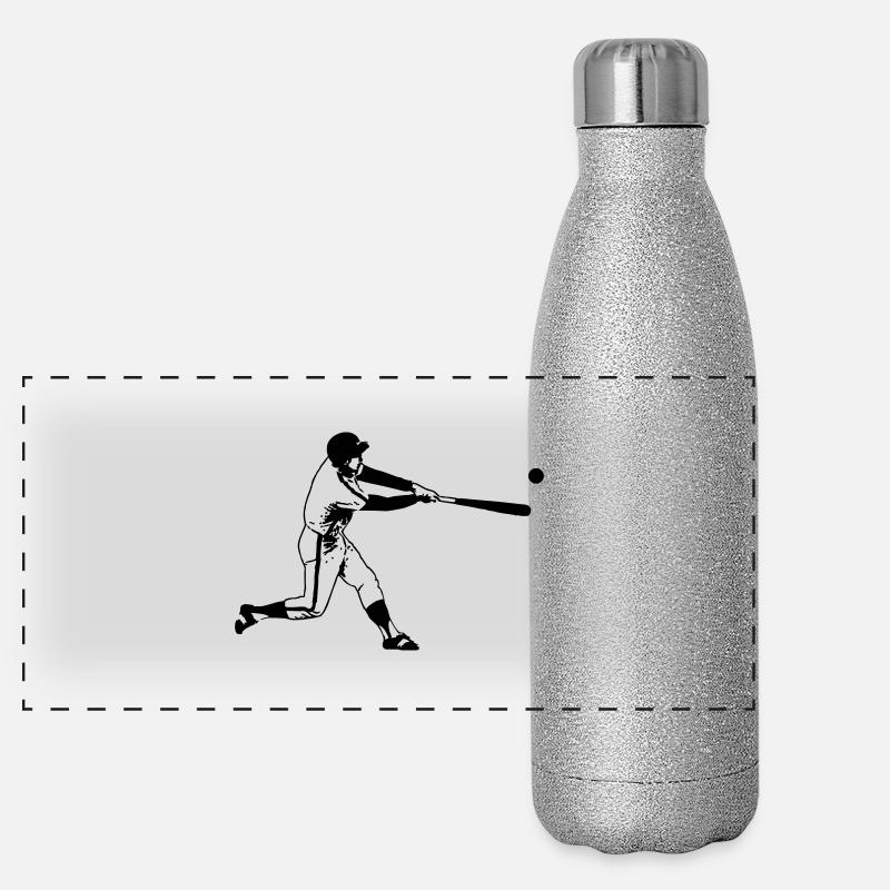 baseballer Panorama Glitzer Isolierflasche 500 ml