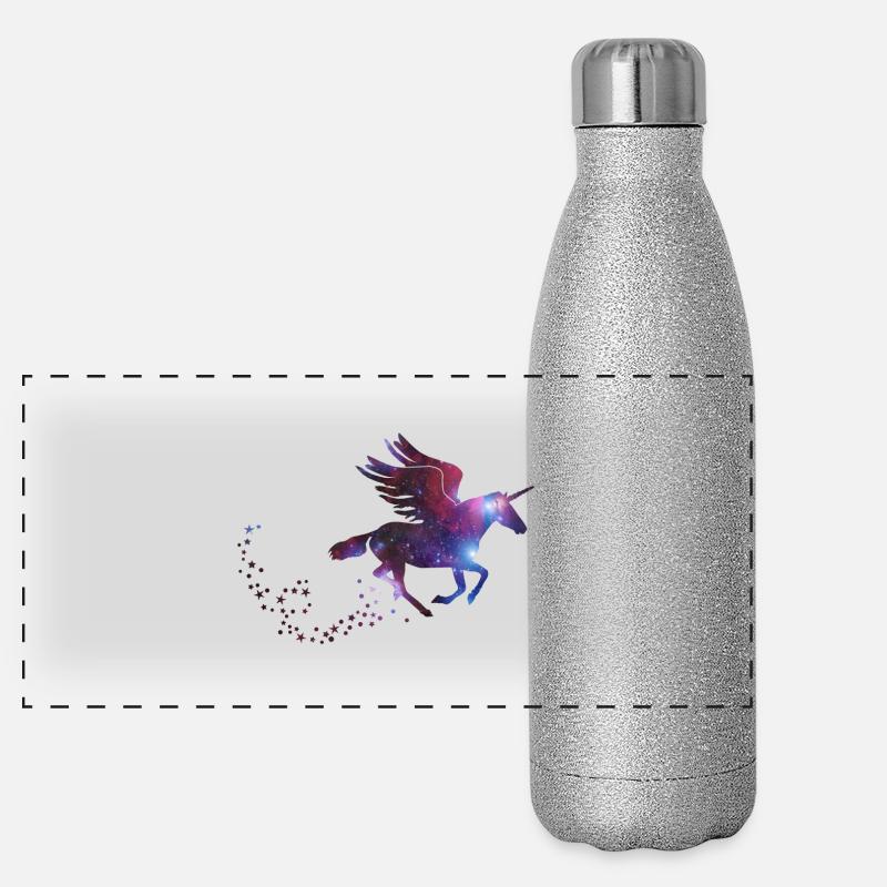 Unicorn Galaxy - Galaxie Einhorn Panorama Glitzer Isolierflasche 500 ml