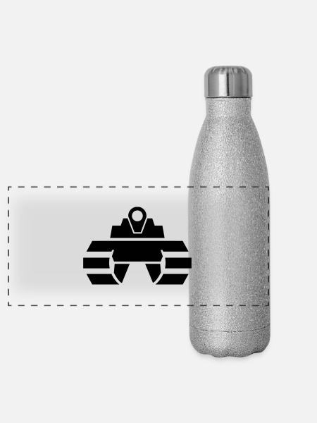 Panzer - Panorama Glitzer Isolierflasche 500 ml - Silber Glitzer - Vorne