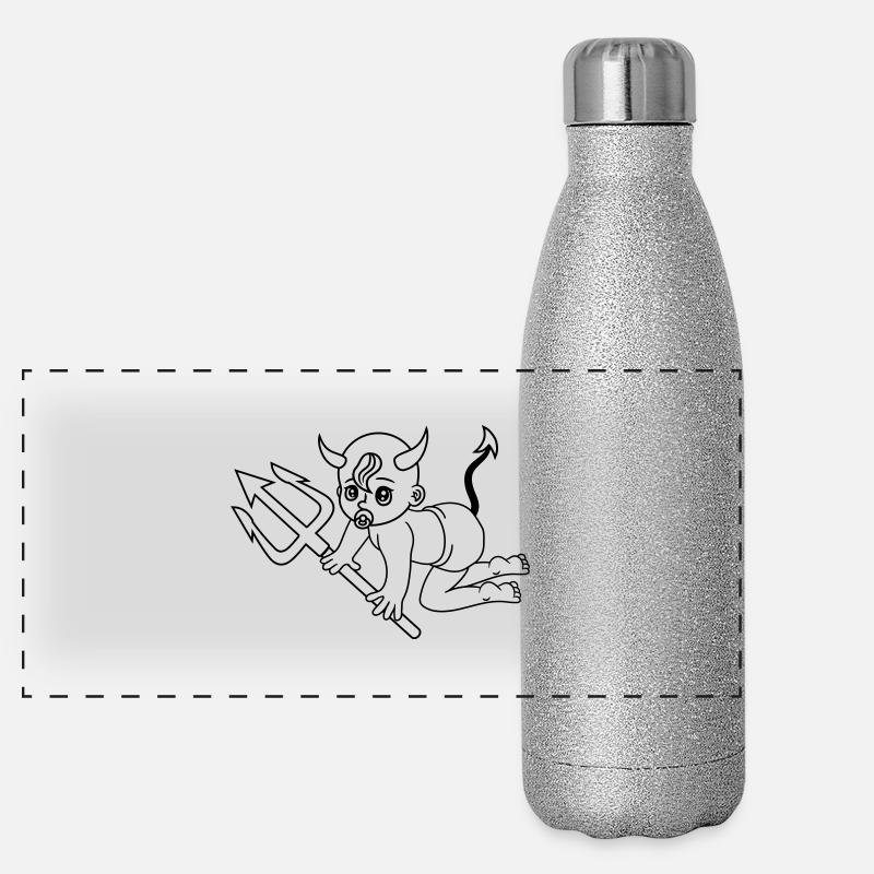 böse teufel dämon hölle teufelchen satan krabbeln Panorama Glitzer Isolierflasche 500 ml