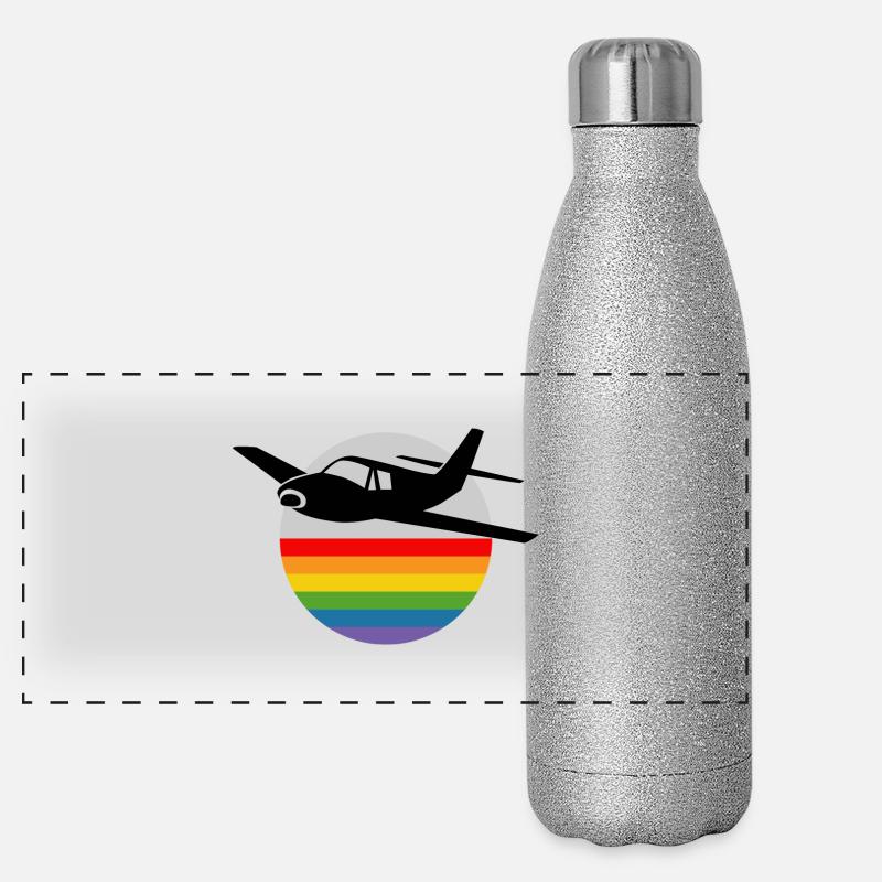 Regenbogen Flugzeug Panorama Glitzer Isolierflasche 500 ml