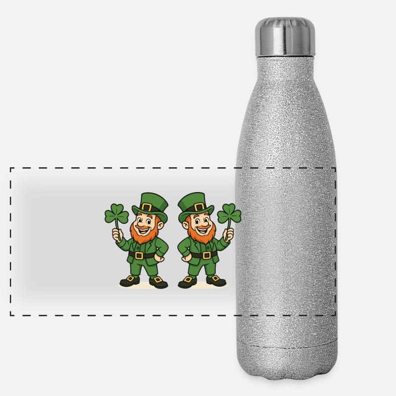 leprechaun kleeblatt 2 Panorama Glitzer Isolierflasche 500 ml