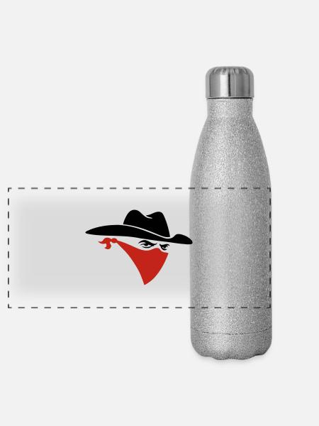 Cowboy - Panoramic Glitter Thermal Bottle 500 ml - silver glitter - Front