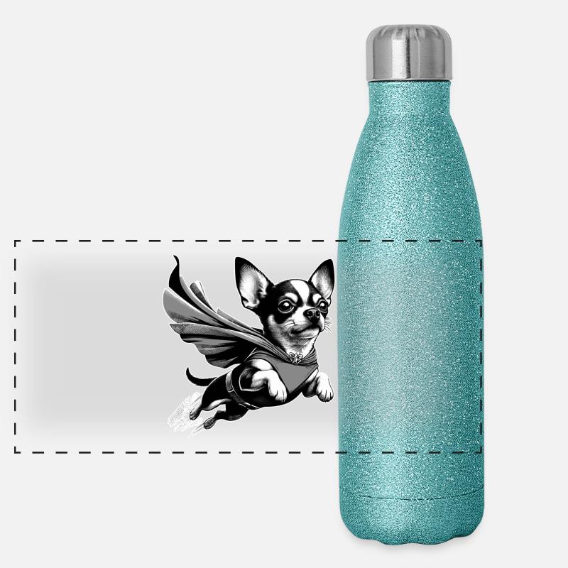 Super chien Chihuahua Chi Chis cadeau Gourde isotherme panoramique pailletée 500 ml