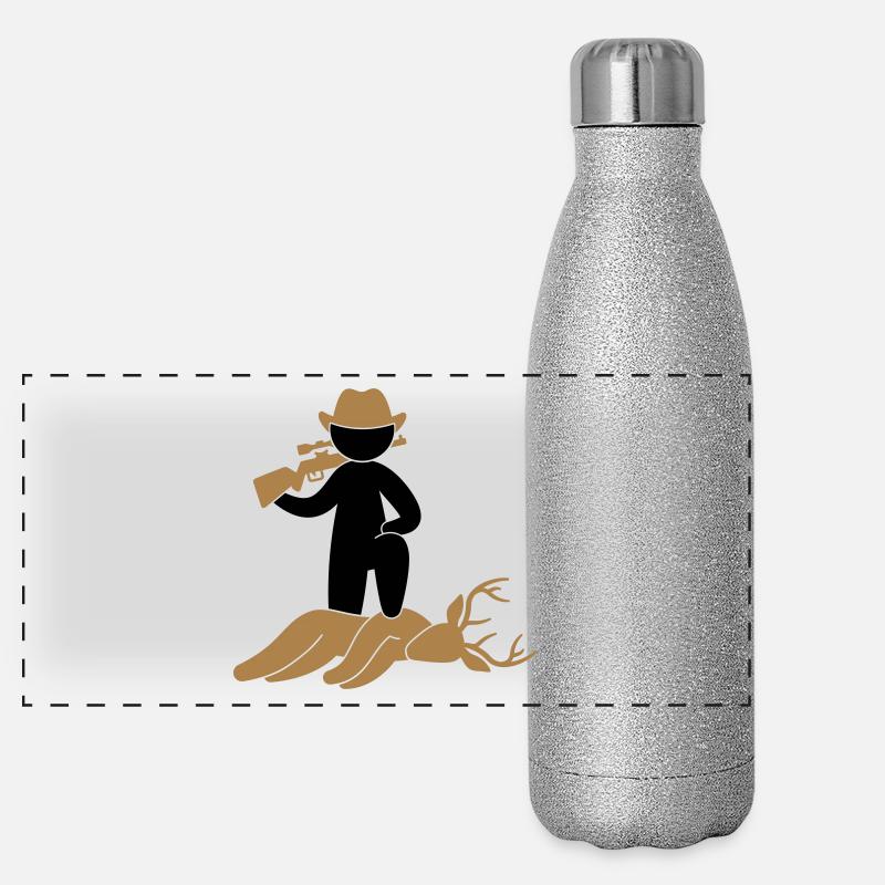 Un chasseur a abattu un cerf dans la forêt Gourde isotherme panoramique pailletée 500 ml