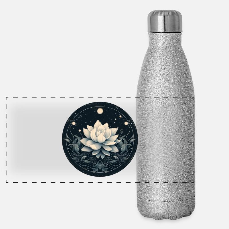 Fleur de lotus Gourde isotherme panoramique pailletée 500 ml
