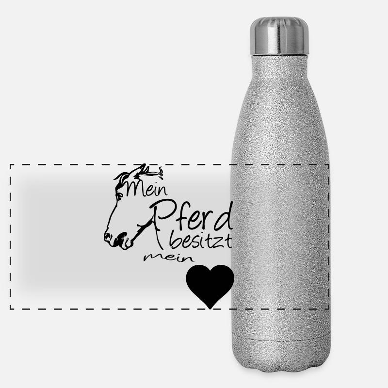 Mein Pferd - Mein Herz Geschenk Panorama Glitzer Isolierflasche 500 ml