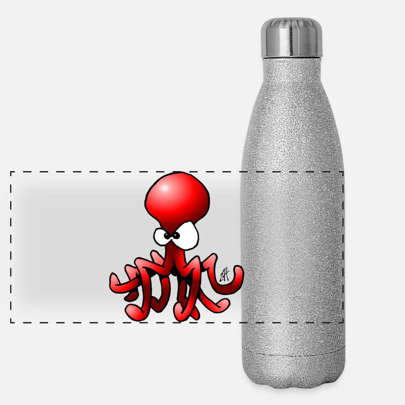 Krake - Tintenfisch Panorama Glitzer Isolierflasche 500 ml
