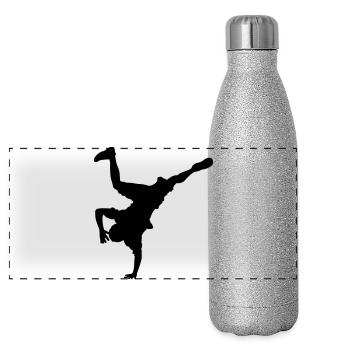 Hip Hop - Gourde isotherme panoramique pailletée 500 ml - paillettes argentées - Devant