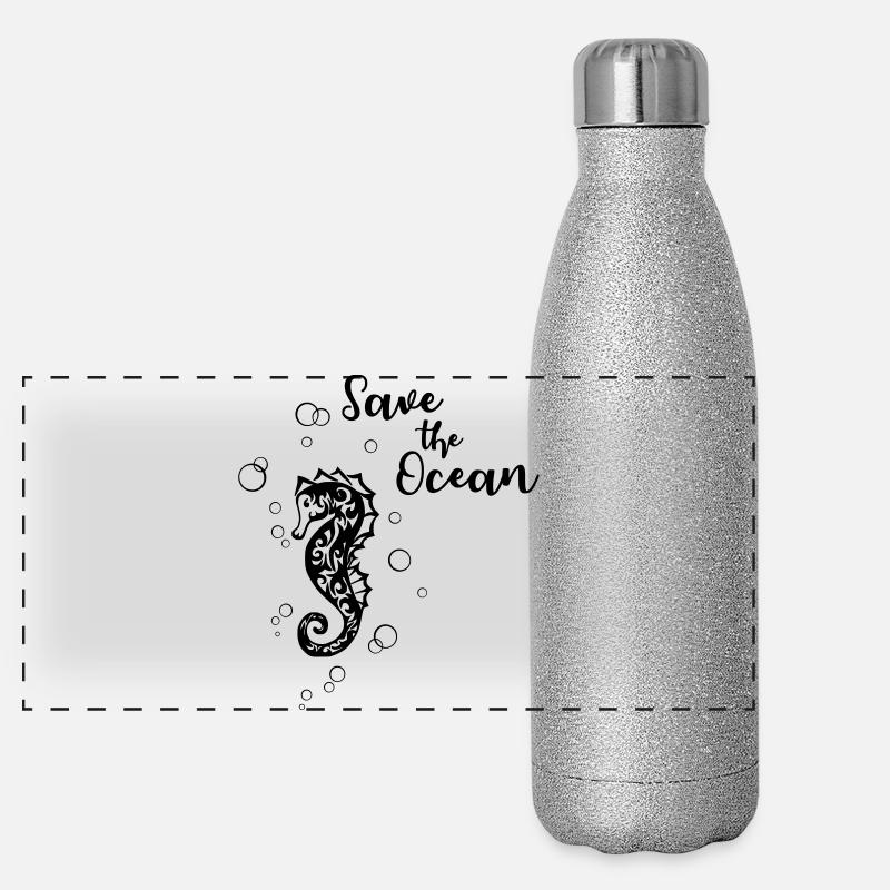 Save the Ocean - hippocampe Gourde isotherme panoramique pailletée 500 ml