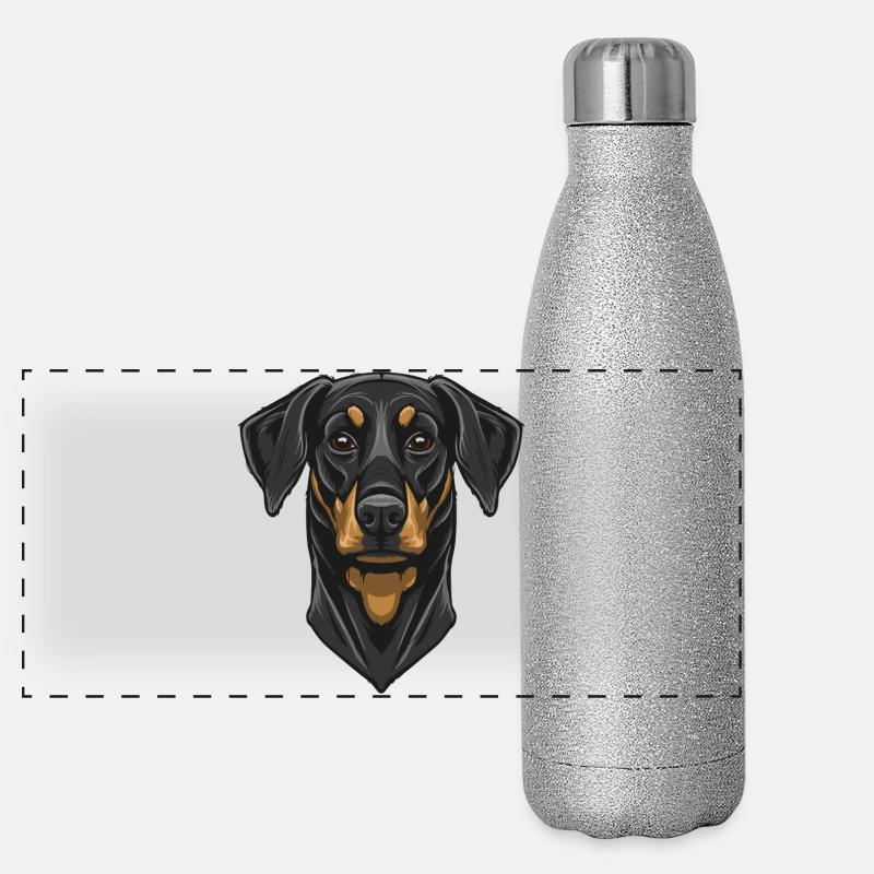 Dobermann Panorama Glitzer Isolierflasche 500 ml