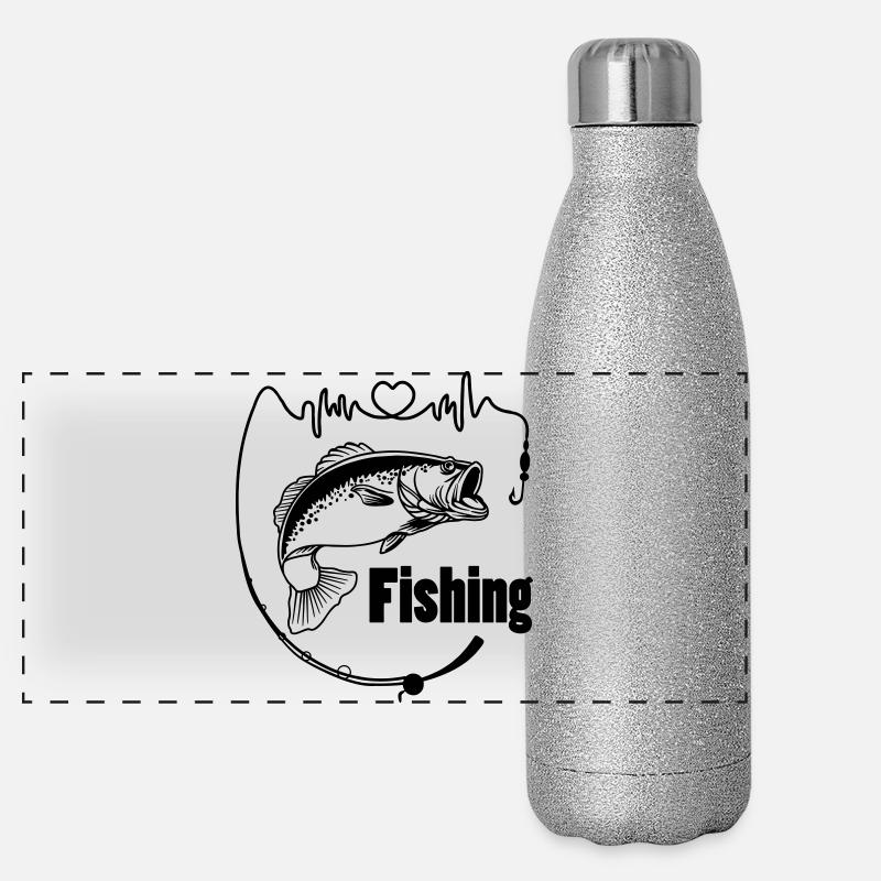 Fishing rod with fish Panoramic Glitter Thermal Bottle 500 ml