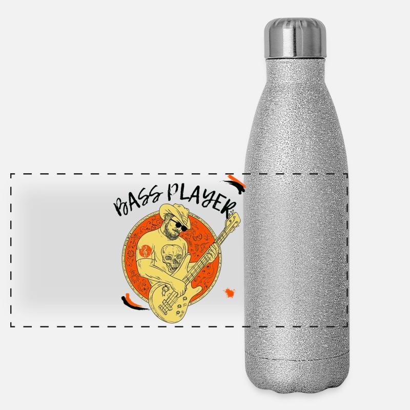 Vintage Skull Rock Guitar Panoramic Glitter Thermal Bottle 500 ml