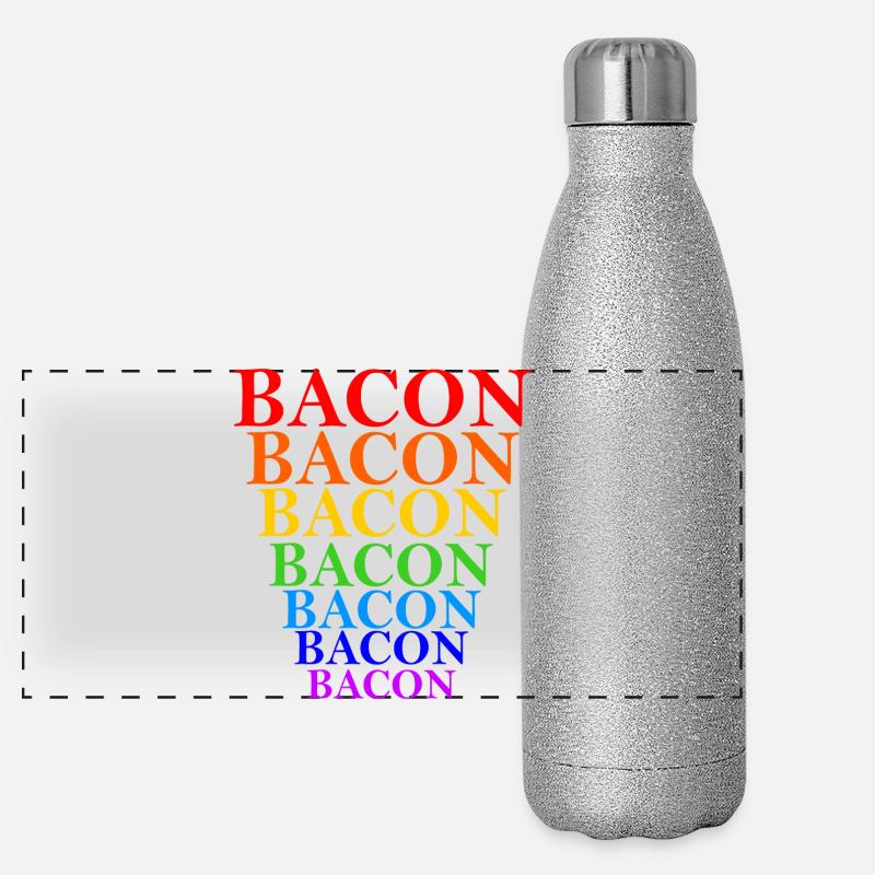 Regenbogen Bacon Stapel Design Panorama Glitzer Isolierflasche 500 ml